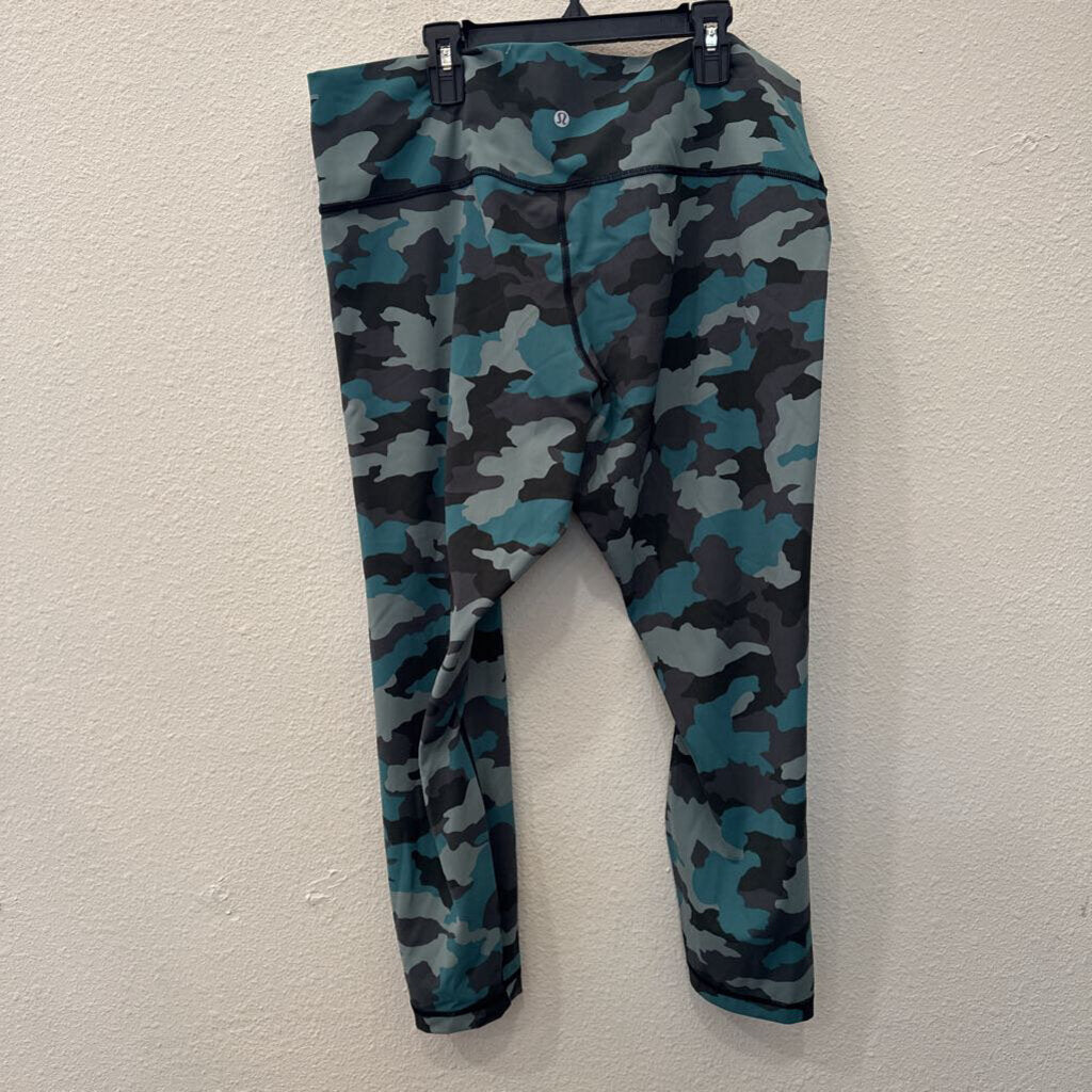 LULULEMON,LULU ANKLE CROP LEGGING ,TEAL CAMO ,18