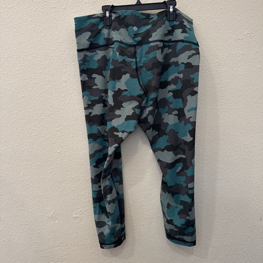 LULULEMON,LULU ANKLE CROP LEGGING ,TEAL CAMO ,18