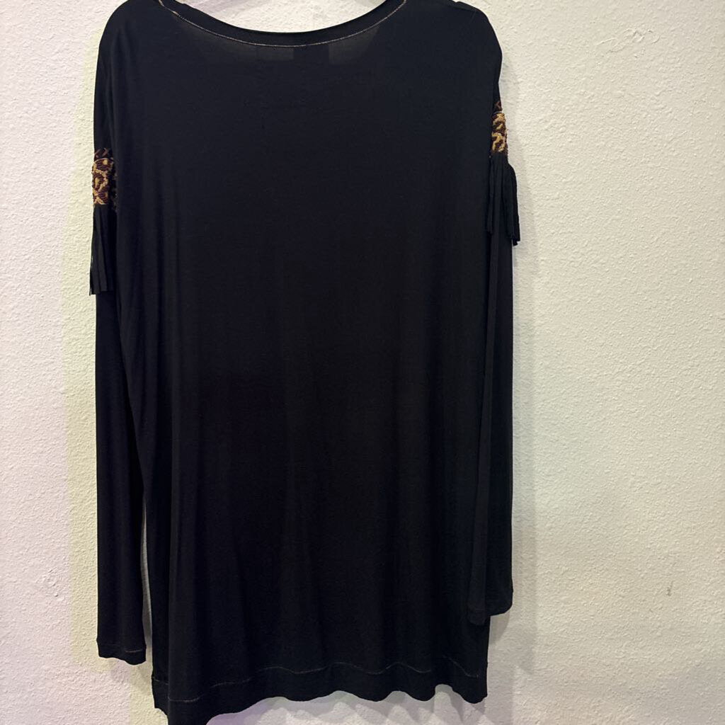 DOUBLE D RANCH,SHORTSLV TOP,BLK,L