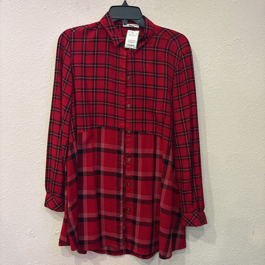 BEACH LOUNGE,LONGSLV BU TOP,RED BLK ,M