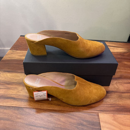 EILEEN FISHER,SUEDE SLIPON HEEL ,MUSTARD ,10