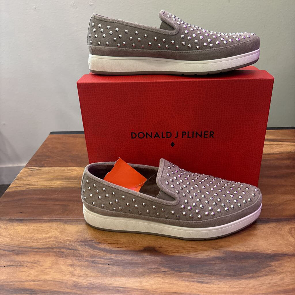 DONALD PLINER,STUD SLIPON LOAFER ,SILVER,10