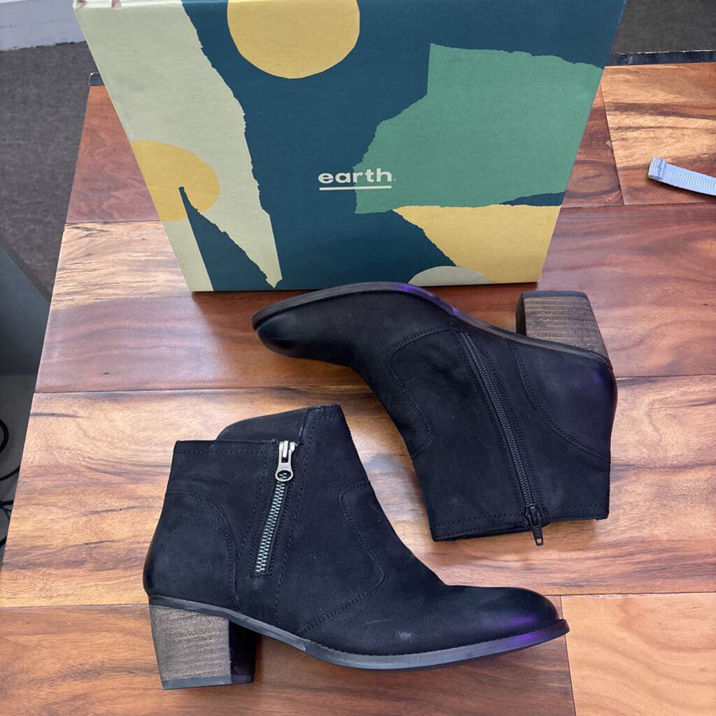 EARTH,SUEDE LEATHER BOOTIE ,BLK,10