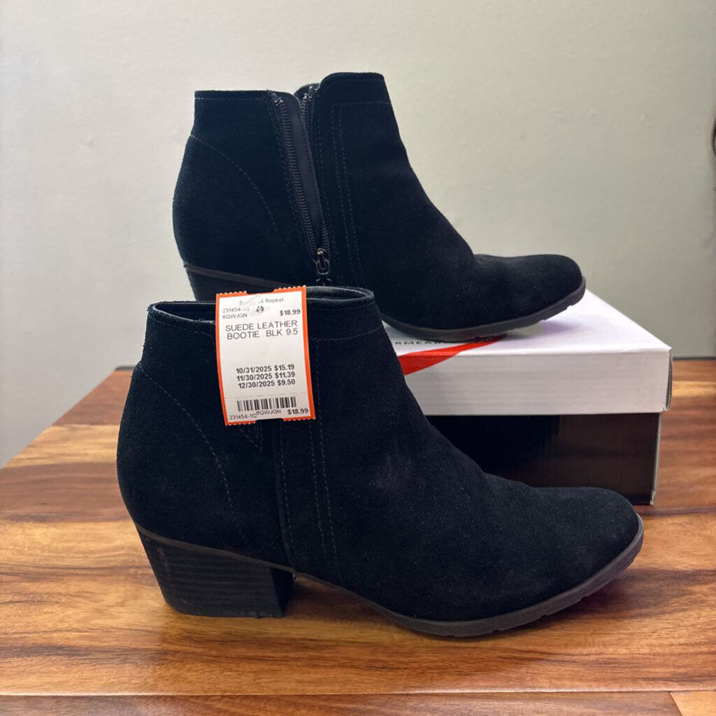 BLONDO,SUEDE LEATHER BOOTIE ,BLK,9.5