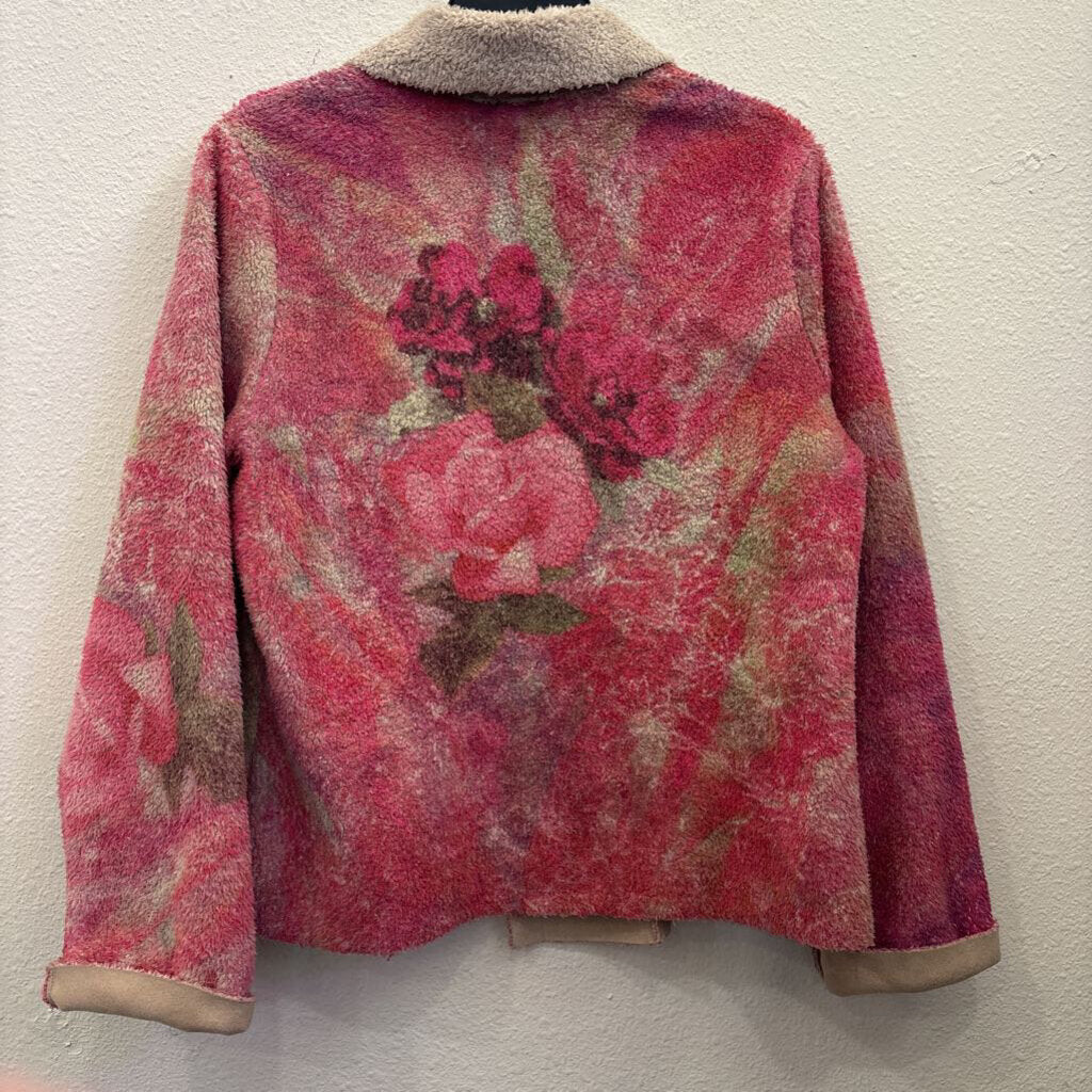 DB SPORT,FUZZY FLORAL SUEDE JACKET ,TAN PINK ,M