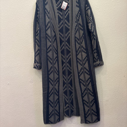 GEE GEE,AZTEC CARDIGAN SWEATER ,NVY / GRY ,S/M
