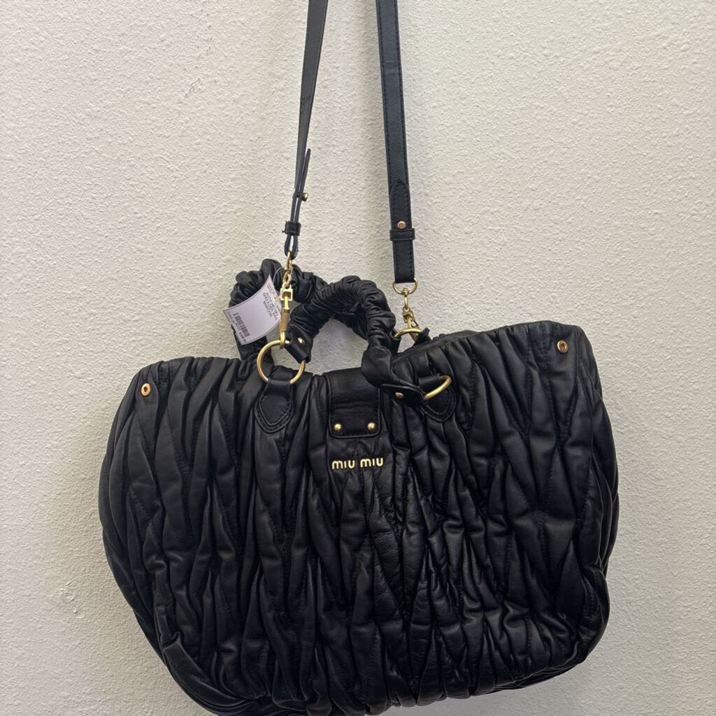 MIU MIU,AUTH MIU MIU SHOULDER BAG,BLACK