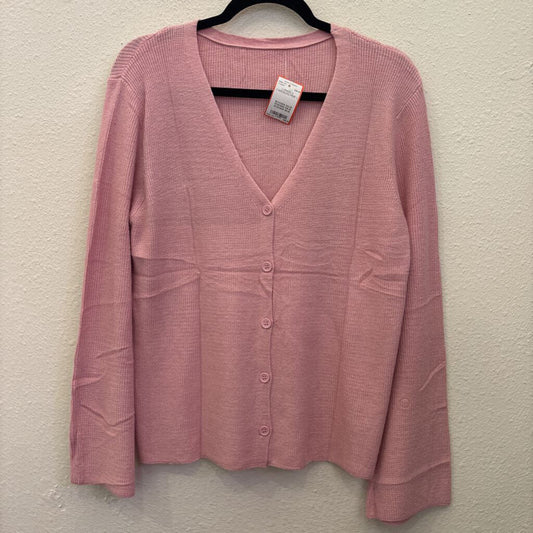 NO LABEL,LONGSLV CARDIGAN,PINK,L