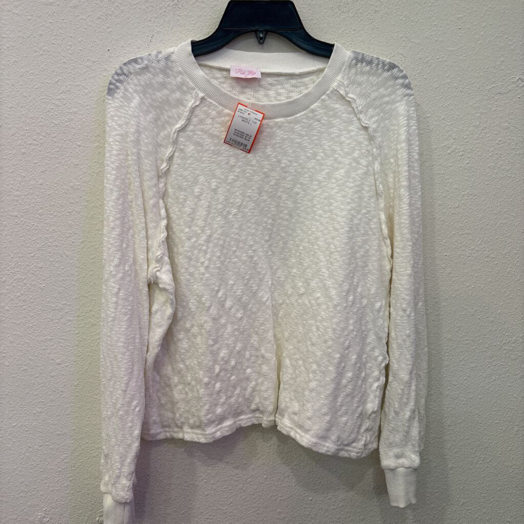 PINK LILY,LONGSLV TOP,WHITE,L