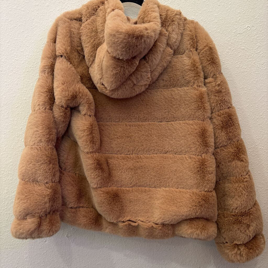 BOSTON PROPER,FUR COAT,TAN,L