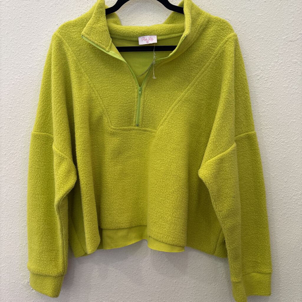 PINK LILY,HALFZIP SWEATER,GRN,XL