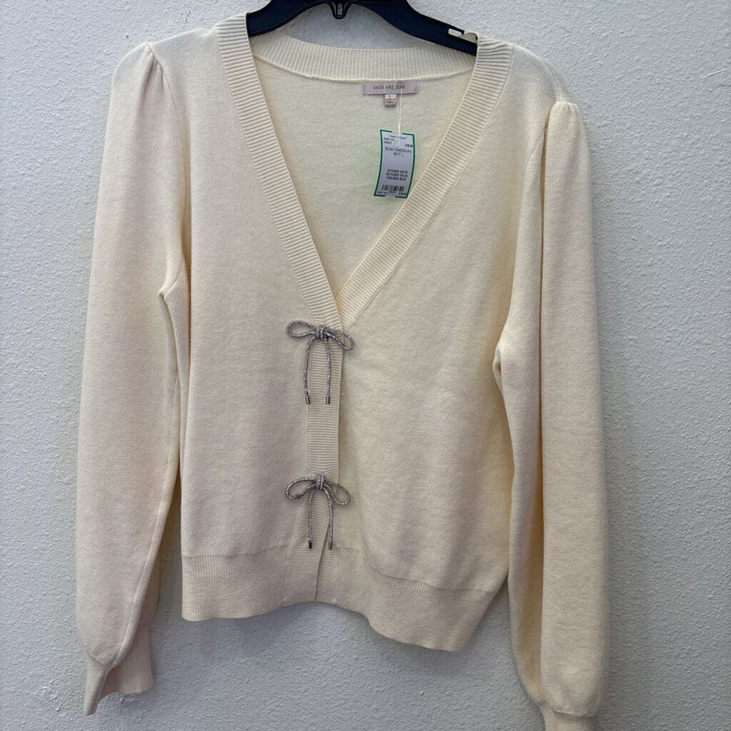 SKIES ARE BLUE,BOW CARDIGAN,WHT,L
