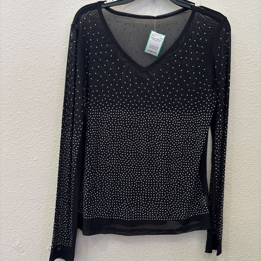 SHEER SPARKLE TOP,BLK,XL