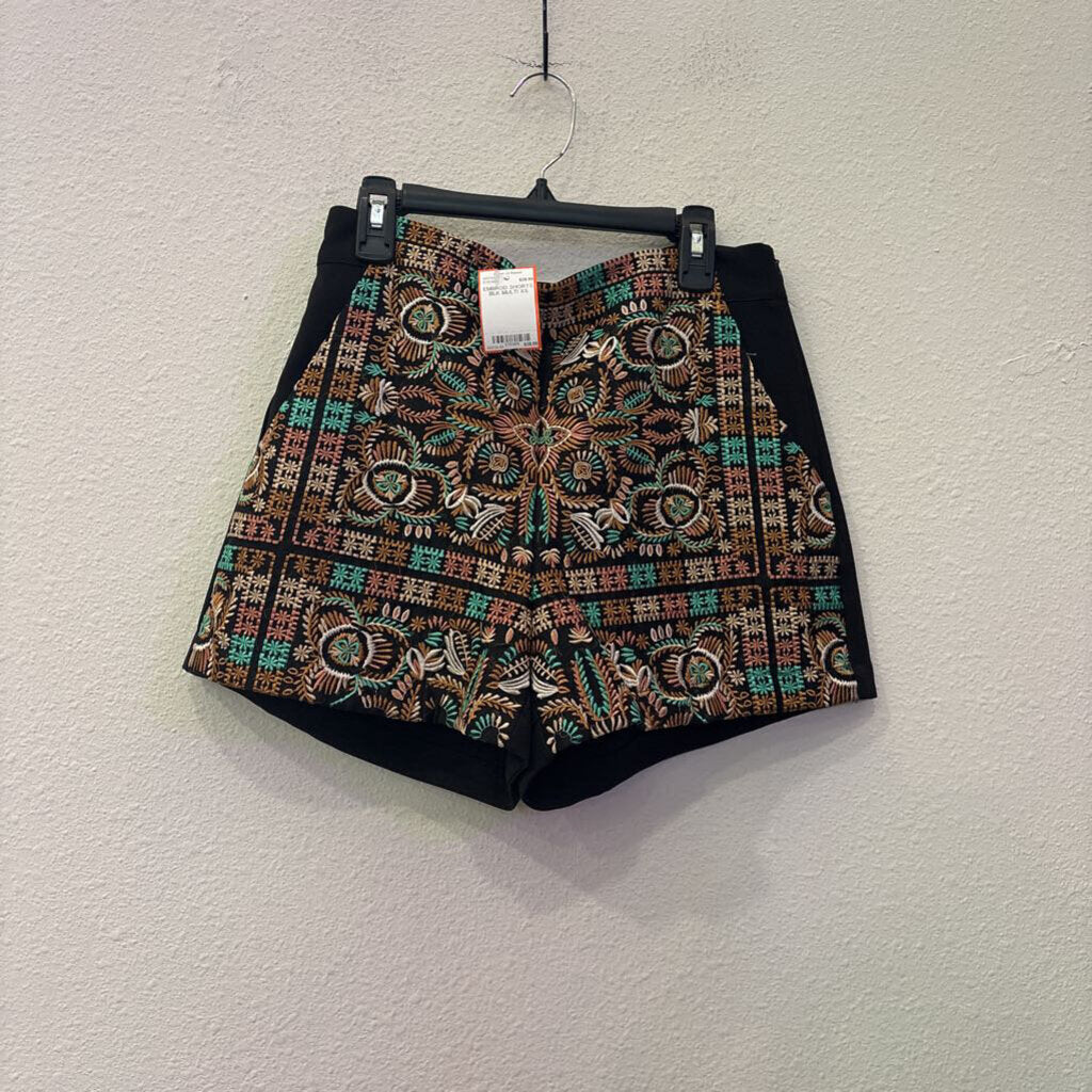 MOLLY BRACKEN,EMBROD SHORTS,BLK MULTI,XS