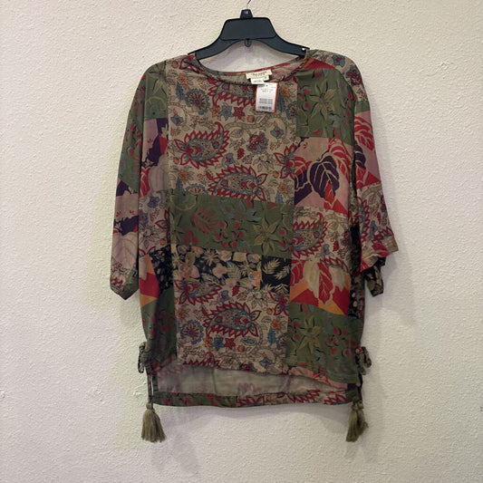 TRU LUXE,3/4 SLV TOP,MULTI ,S