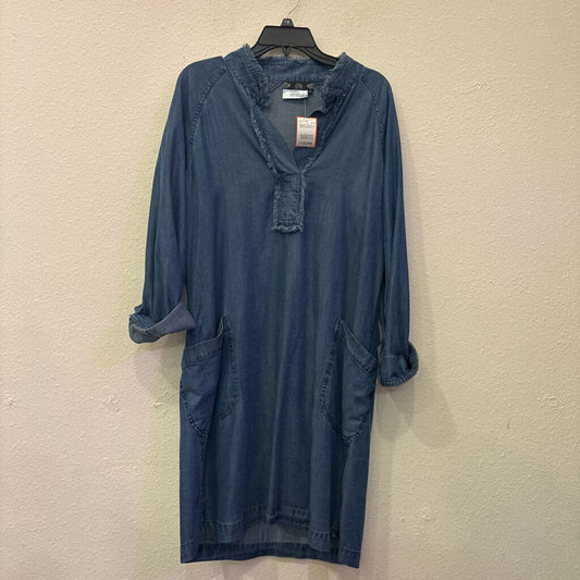 TRU LUXE,DENIM LONGSLV DRESS,BLUE,M