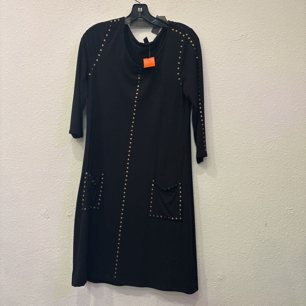 TRIBALFEMME,LONGSLV DRESS,BLK,M