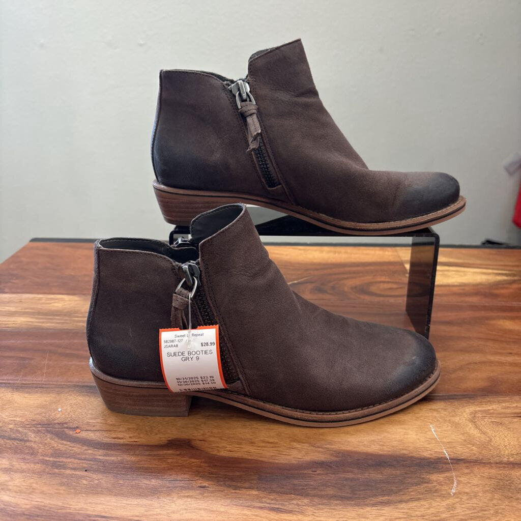 GIANNI BINI,SUEDE BOOTIES,GRY,9