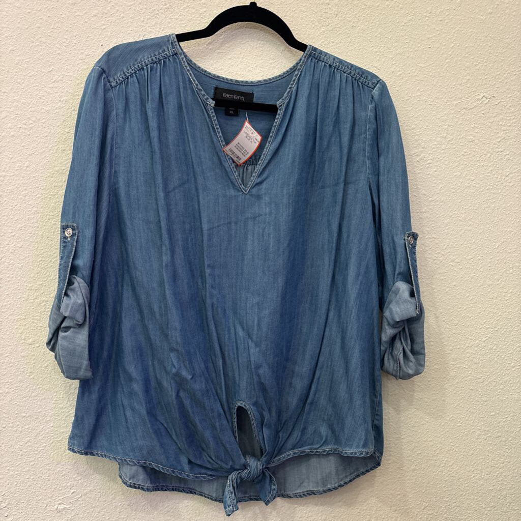 KAREN KANE,LONGSLV TOP,BLUE,XL