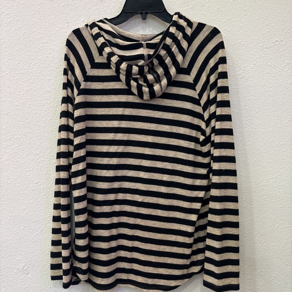 KAREN KANE,LONGSLV STRIPED TOP,BLK TAN,XL