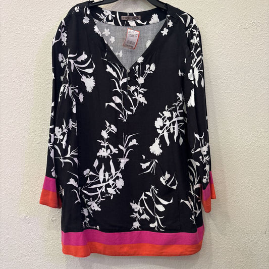 SHARON YOUNG,LONGSLV TOP,BLK,XL