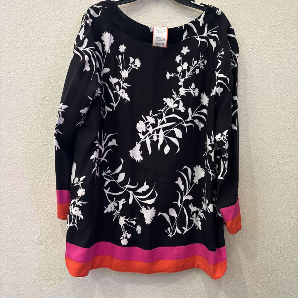 SHARON YOUNG,LONGSLV TOP,BLK,XL