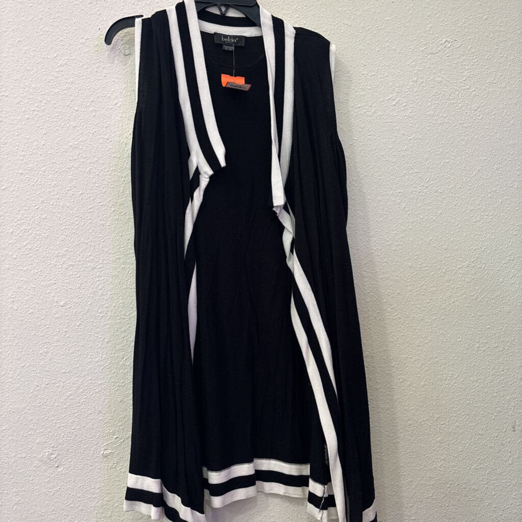 BELLDINI,LONGSLV VEST,BLK WHT,XL