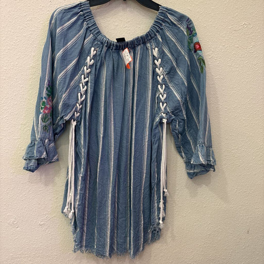 ALI MILES, LONGSLV TOP,BLUE,L