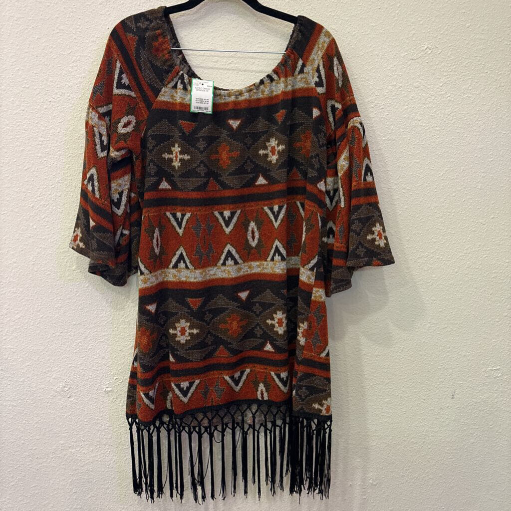 YAHADA,AZTEC DRESS,ORANGE,1X