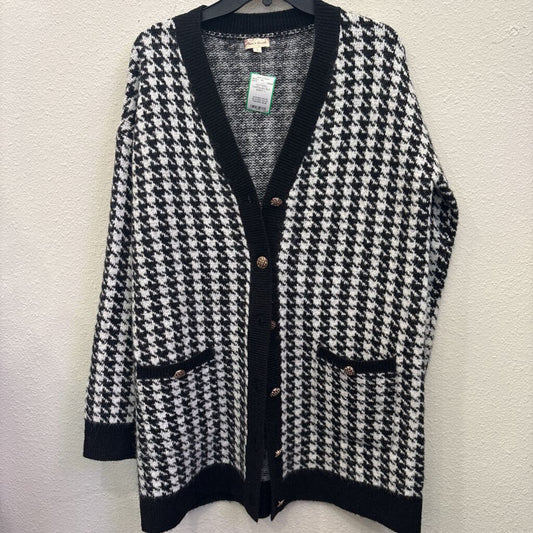 HEM &THREAD,PATTERN CARDIGAN,BLK &WHT,L