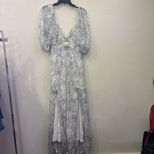 STORIA,SHORTSLV DRESS,WHT BLUE,L