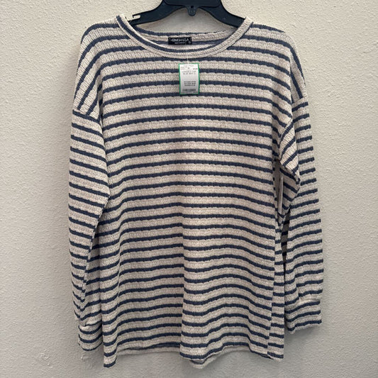 HEMISH USA,LONGSLV TOP,BLUE WHT,S