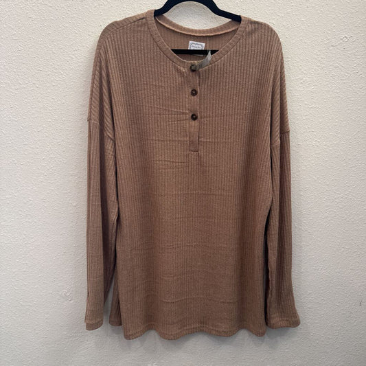 AMAZING GRACE BOUTIQUE,LONGSLV TOP,BROWN ,XL