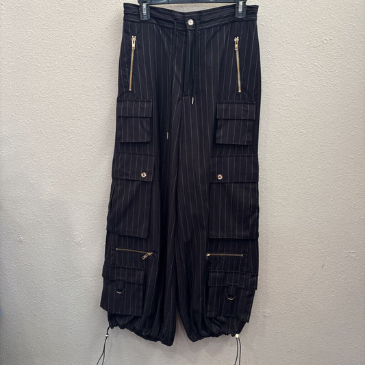 CYNTHIA ROWLEY,STRIPED PANTS,BLK NAVY ?,S