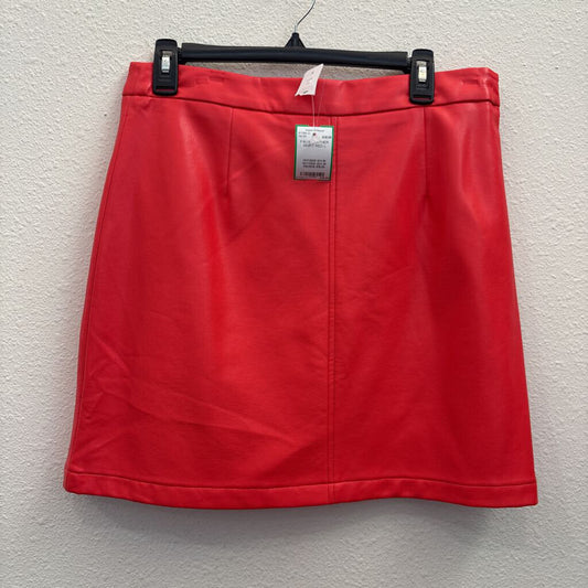 FRENCH CONNECTION,FAUX LEATHER SKIRT,RED,L