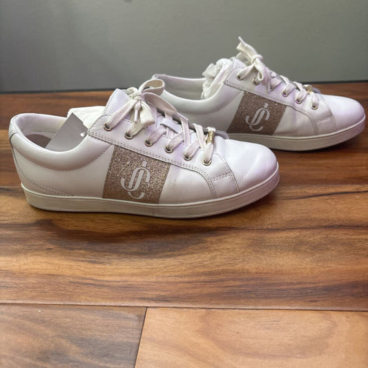 JIMMY CHOO,MONO SNEAKER,WHT,40.5
