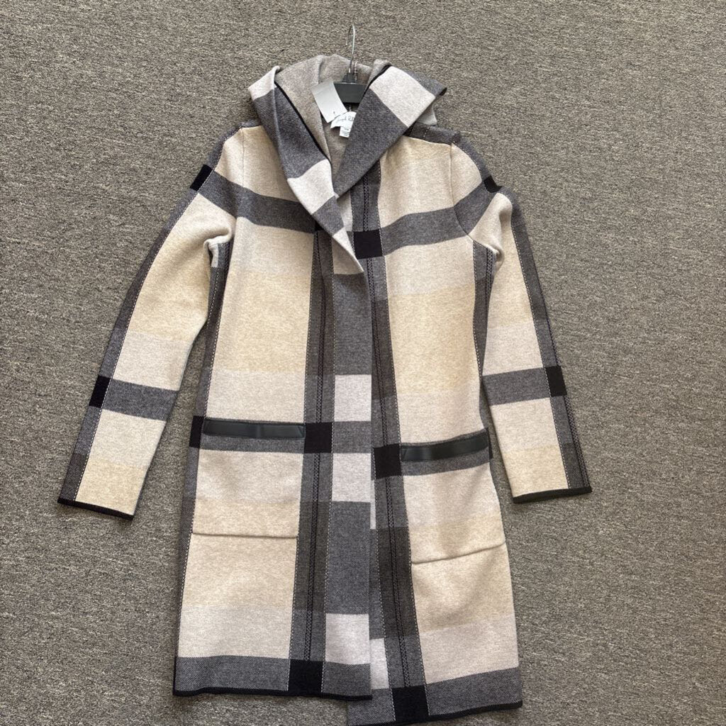 JOSEPH RIBKOFF,JR HOODED TARTAN CARDIGAN,PLAID,M