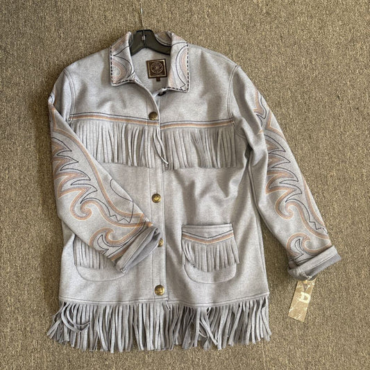 DOUBLE D RANCH,NWT FRINGE JACKET ,GRAY ,M