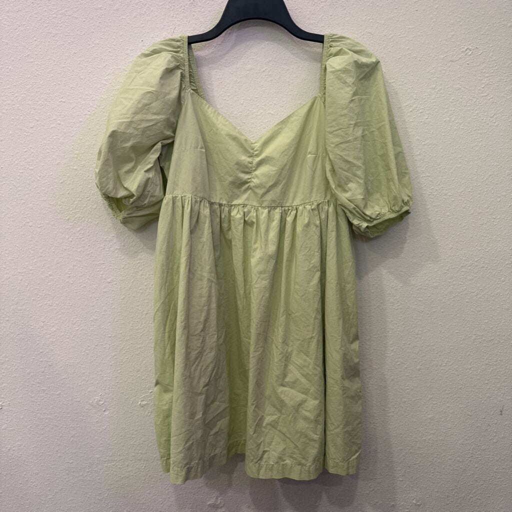 AMERICAN EAGLE,SHORT PUFF SLVE DRESS ,GREEN ,L