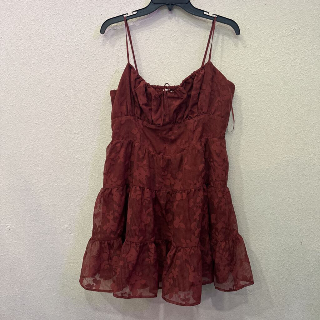 ALTAR STATE,FLORAL RUFFLE TANK DRESS ,RUST ,XL