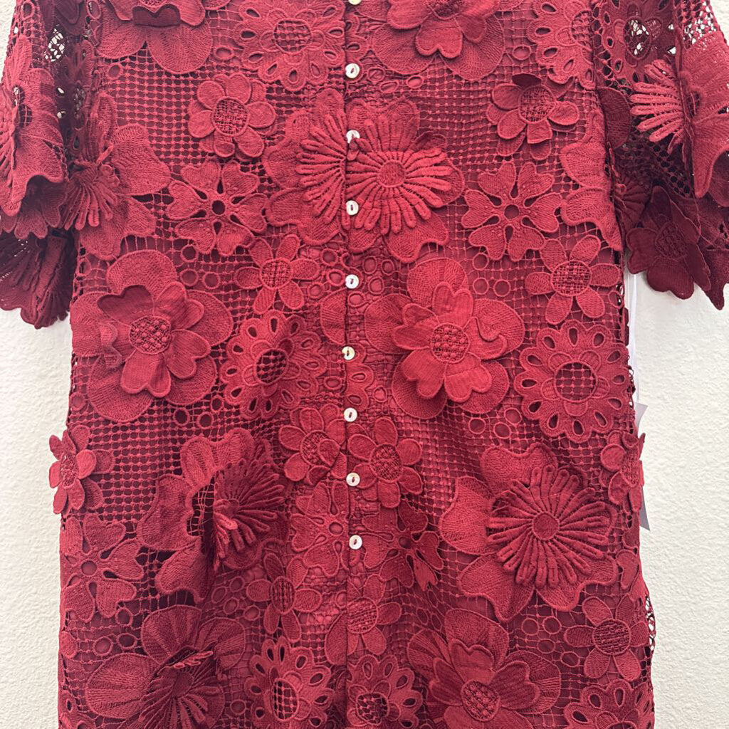 J.MARIE,NWT FLORAL DRESS ,WINE ,M
