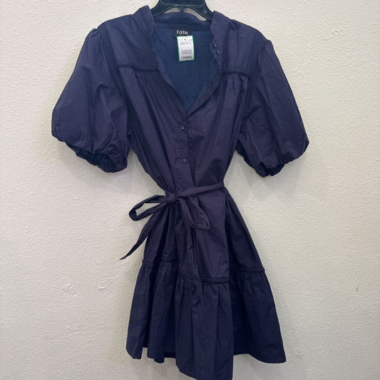 FATE,TIERED RUFFLE DRESS ,NVY,XL