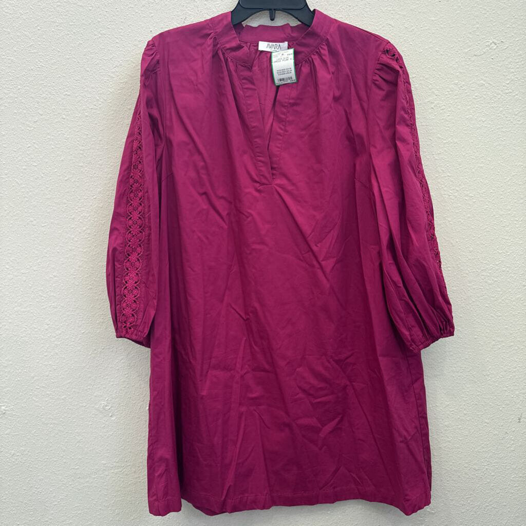 AVARA,LACE SLVE DRESS ,PLUM ,XL