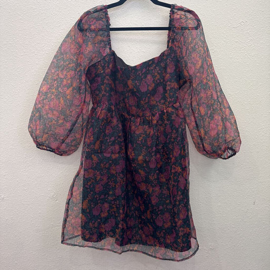 PINK LILLY,FLORAL SHEER DRESS ,BLK/MULTI ,XL