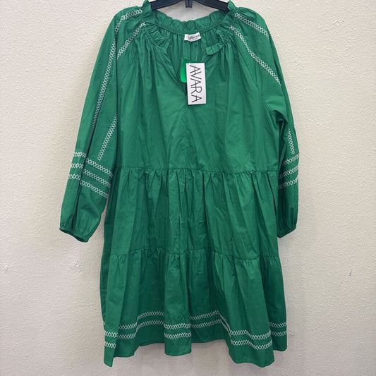 AVARA,NWT TIERED RUFFLE DRESS ,GRN/WHT,XL