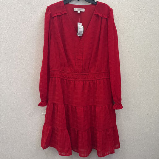 LOFT,NWT TIERED DRESS ,RED,10