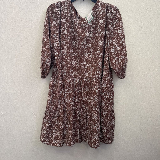 PINK LILLY,FLORAL DRESS ,BRN WHT,XL