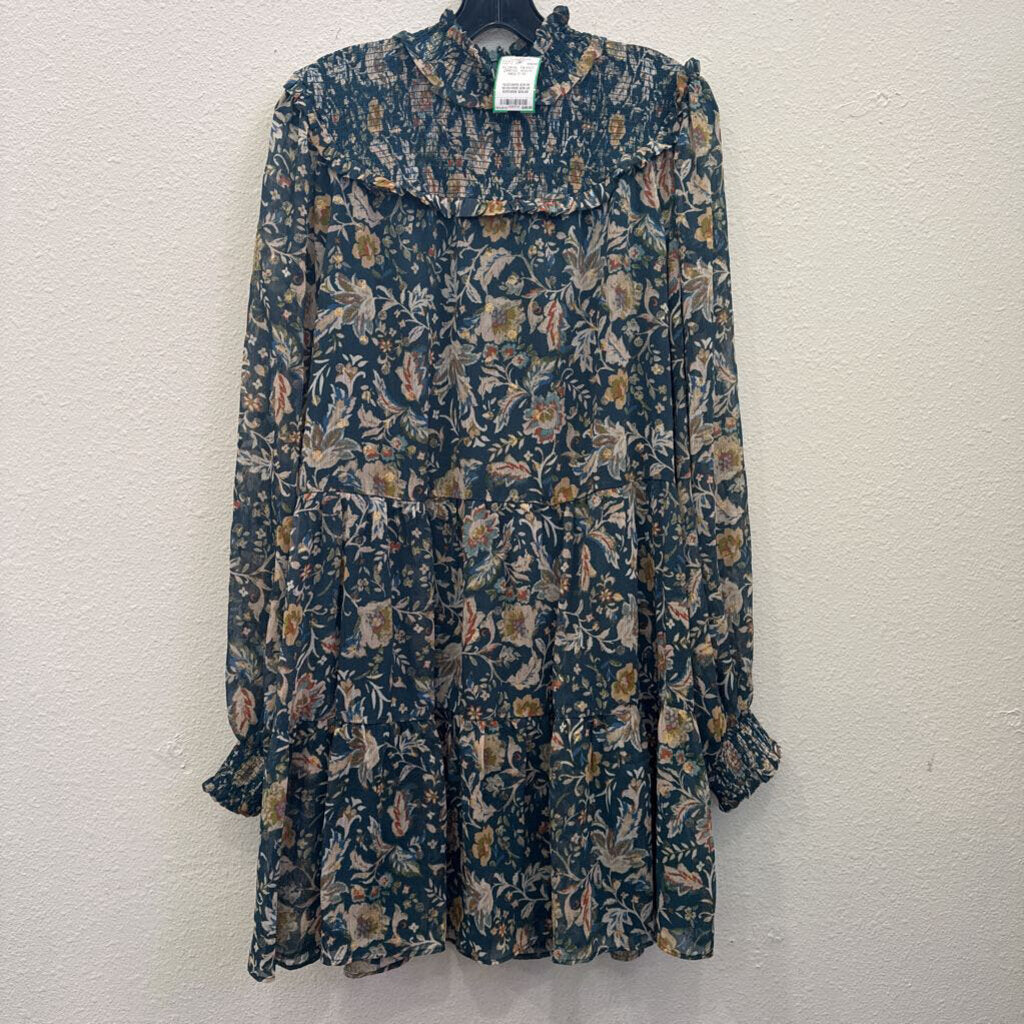 AVARA,FLORAL TIERED DRESS ,AQUA /MULTI,XL