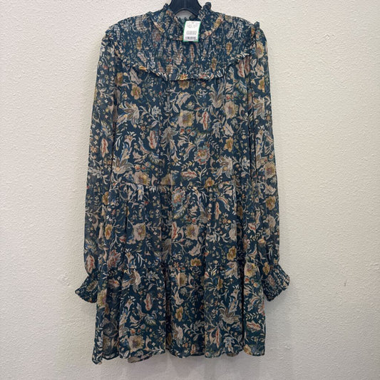 AVARA,FLORAL TIERED DRESS ,AQUA /MULTI,XL