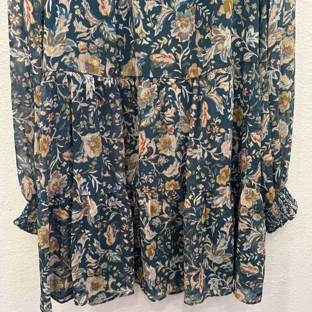 AVARA,FLORAL TIERED DRESS ,AQUA /MULTI,XL
